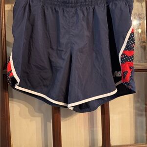 Navy Blue Athletic Shorts with Red Accents